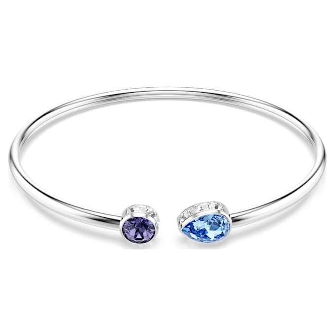 Chroma Bangle Mixed Cuts, Multicolored, Rhodium Plated Chroma Bangle Mixed Cuts, Multicolored, Rhodium Plated