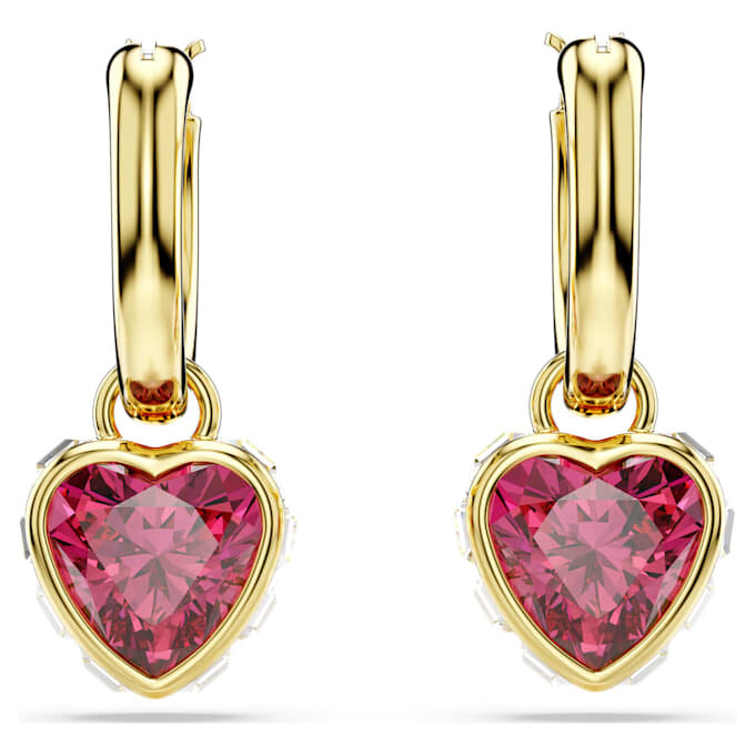 Chroma Drop Earrings Heart, Red, Gold-Tone Plated Chroma Drop Earrings Heart, Red, Gold-Tone Plated