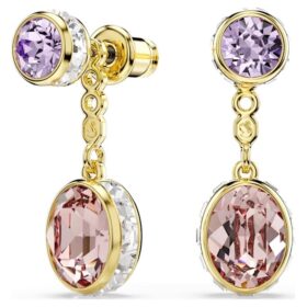Chroma Drop Earrings Mixed Cuts, Multicolored, Gold-Tone Plated