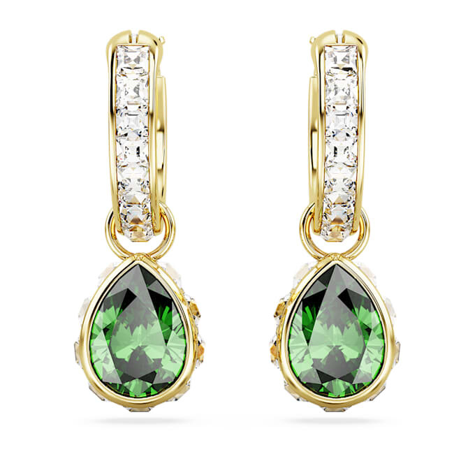 Chroma Drop Earrings Pear Cut, Green, Gold-Tone Plated Chroma Drop Earrings Pear Cut, Green, Gold-Tone Plated