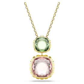 Chroma Pendant Cushion Cut, Multicolored, Gold-Tone Plated