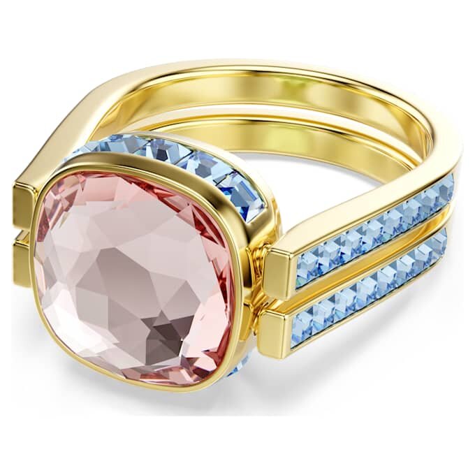 Chroma Ring Cushion Cut, Multicolored, Gold-Tone Plated Chroma Ring Cushion Cut, Multicolored, Gold-Tone Plated