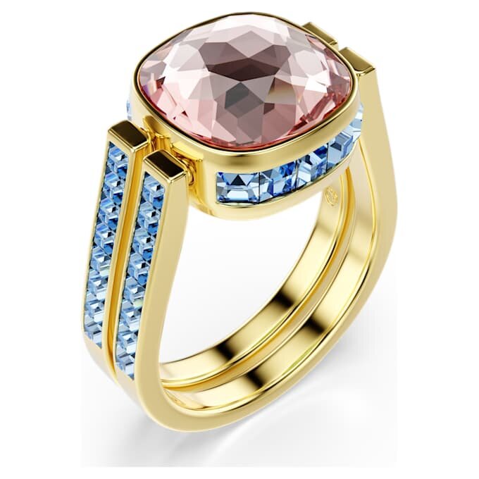 Chroma Ring Cushion Cut, Multicolored, Gold-Tone Plated Chroma Ring Cushion Cut, Multicolored, Gold-Tone Plated