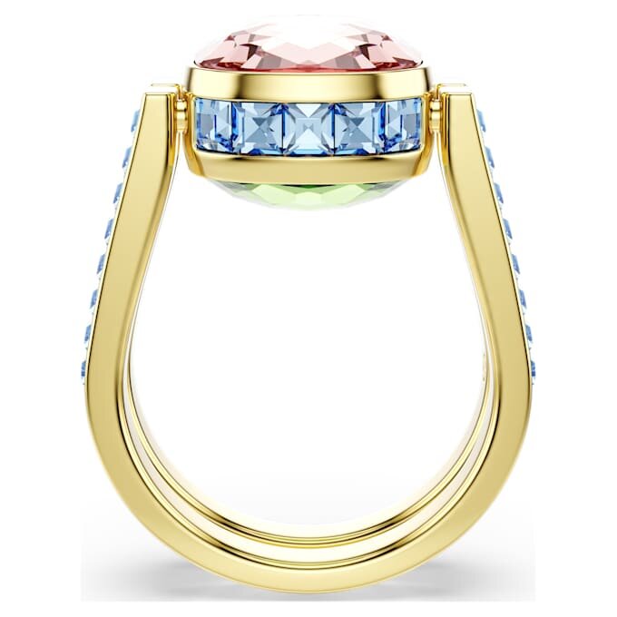 Chroma Ring Cushion Cut, Multicolored, Gold-Tone Plated Chroma Ring Cushion Cut, Multicolored, Gold-Tone Plated