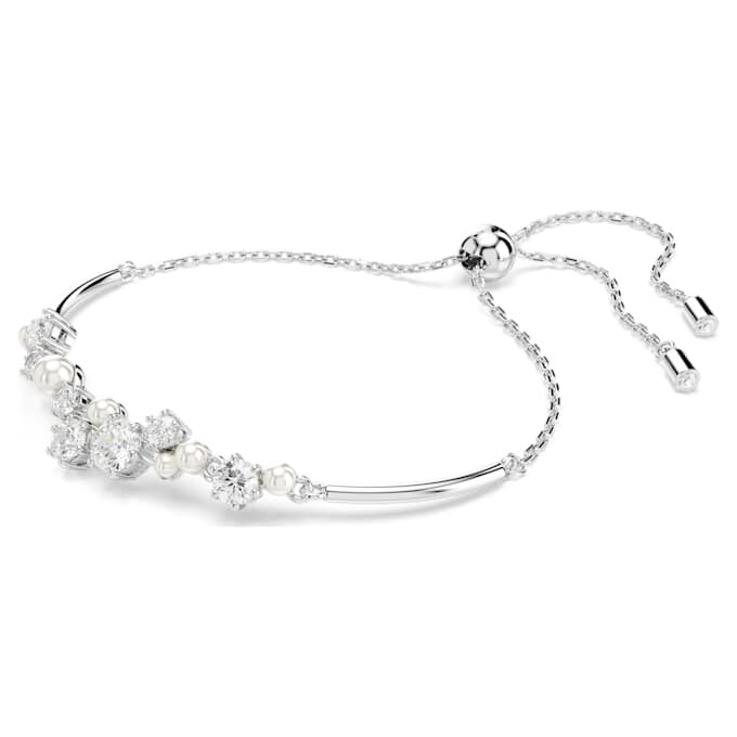 Constella Bangle Crystal Pearl, Round Cuts, White, Rhodium Plated Constella Bangle Crystal Pearl, Round Cuts, White, Rhodium Plated