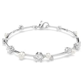 Constella Bracelet Crystal Pearl, Round Cuts, White, Rhodium Plated