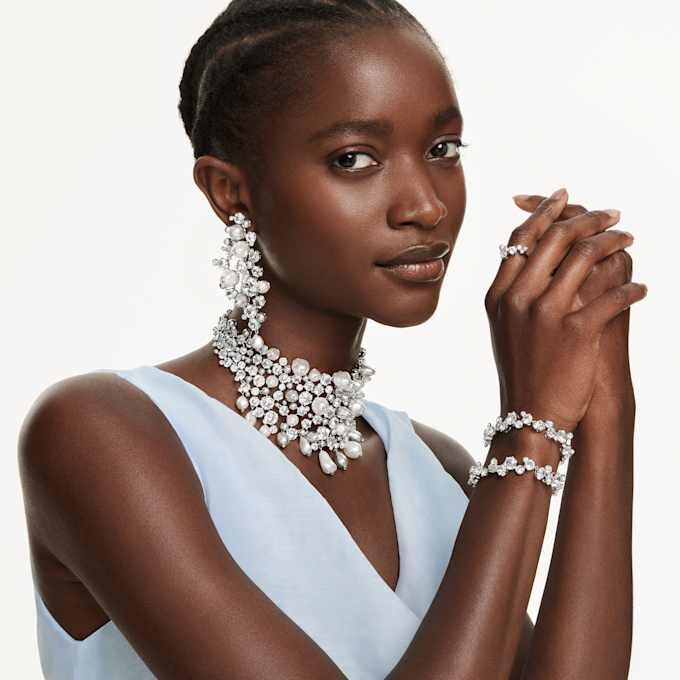 Constella Choker Crystal Pearl, Round Cut, White, Rhodium Plated Constella Choker Crystal Pearl, Round Cut, White, Rhodium Plated