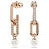 Constella Drop Earrings Crystal Pearl, Round Cut, White, Rose Gold-Tone Plated Constella Drop Earrings Crystal Pearl, Round Cut, White, Rose Gold-Tone Plated