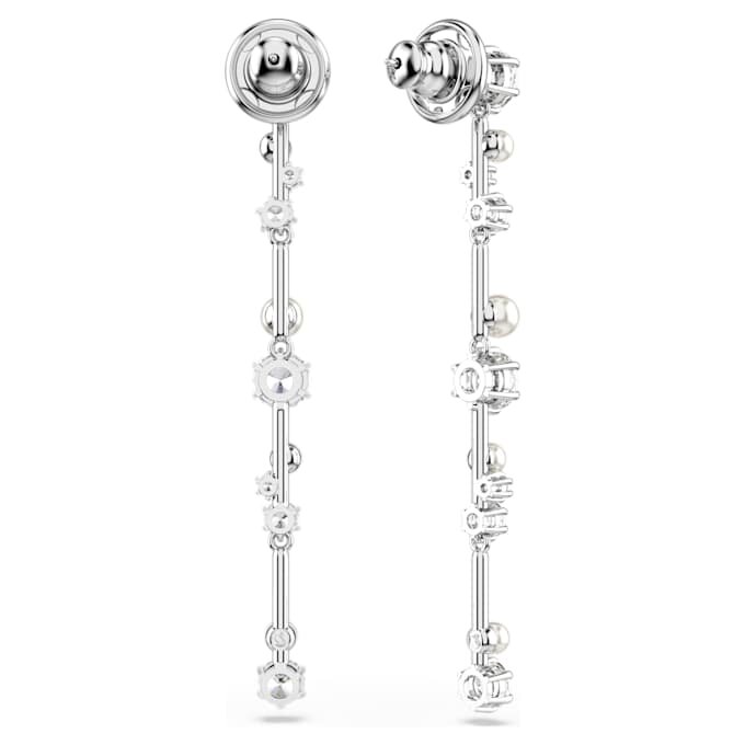 Constella Drop Earrings Crystal Pearl, Round Cuts, White, Rhodium Plated Constella Drop Earrings Crystal Pearl, Round Cuts, White, Rhodium Plated