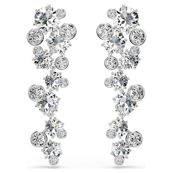 Constella Drop Earrings Mixed Cuts, White, Rhodium Plated Constella Drop Earrings Mixed Cuts, White, Rhodium Plated