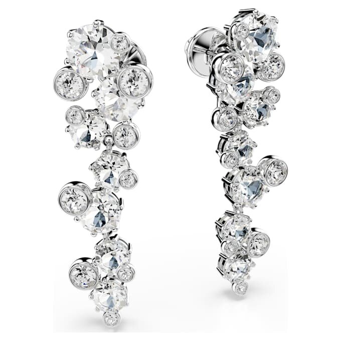 Constella Drop Earrings Mixed Cuts, White, Rhodium Plated Constella Drop Earrings Mixed Cuts, White, Rhodium Plated