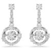 Constella Drop Earrings Round Cut, Dancing Stone, White, Rhodium Plated Constella Drop Earrings Round Cut, Dancing Stone, White, Rhodium Plated