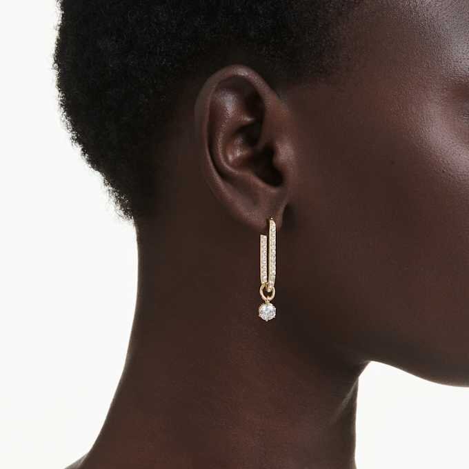 Constella Drop Earrings Round Cut, White, Gold-Tone Plated Constella Drop Earrings Round Cut, White, Gold-Tone Plated