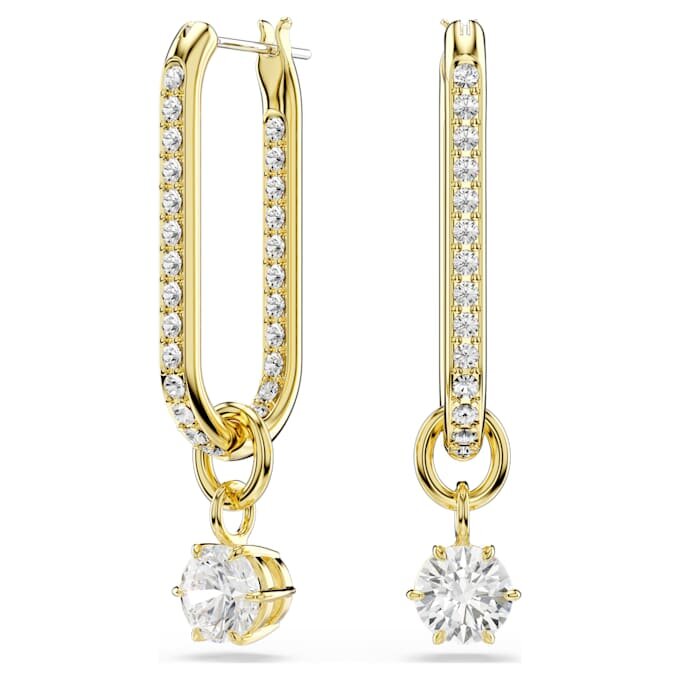 Constella Drop Earrings Round Cut, White, Gold-Tone Plated Constella Drop Earrings Round Cut, White, Gold-Tone Plated