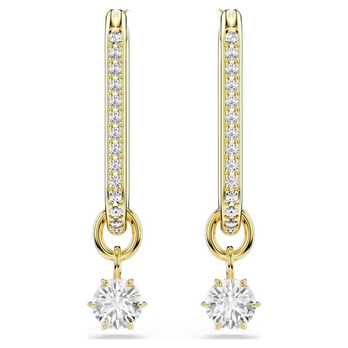Constella Drop Earrings Round Cut, White, Gold-Tone Plated Constella Drop Earrings Round Cut, White, Gold-Tone Plated