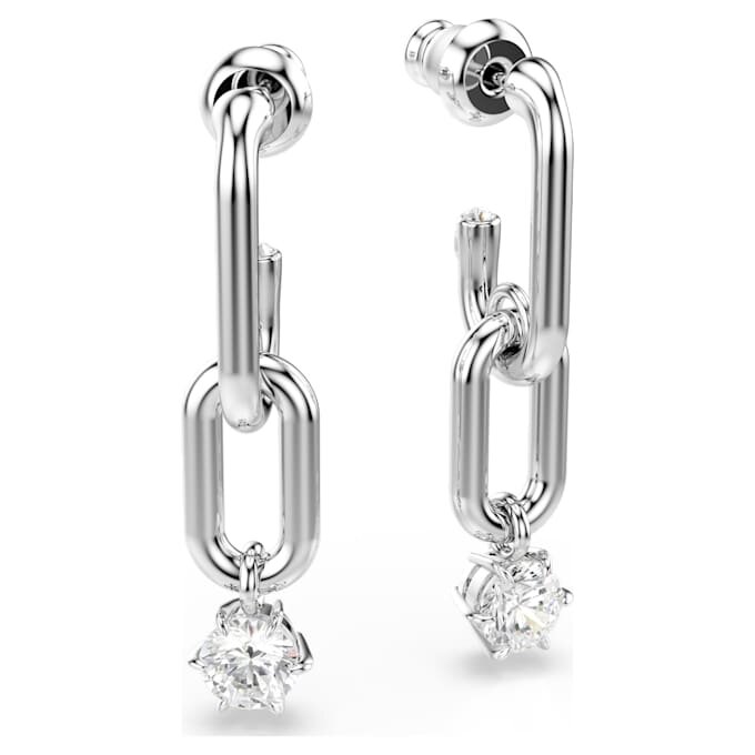 Constella Drop Earrings Round Cut, White, Rhodium Plated Constella Drop Earrings Round Cut, White, Rhodium Plated