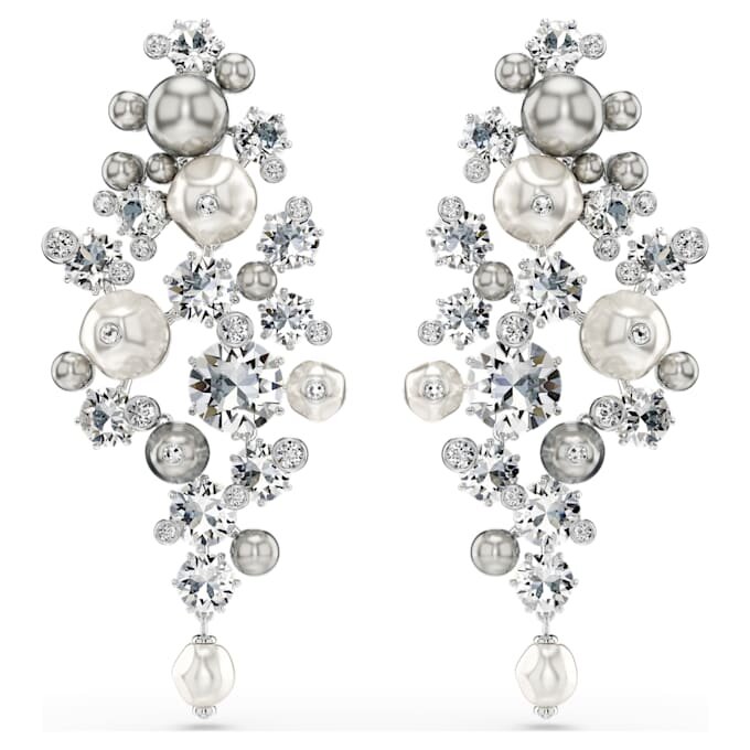 Constella Earrings Crystal Pearl, Round Cut, White, Rhodium Plated Constella Earrings Crystal Pearl, Round Cut, White, Rhodium Plated