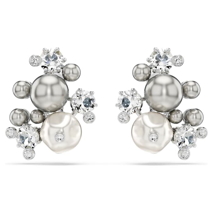 Constella Earrings Crystal Pearl, Round Cut, White, Rhodium Plated Constella Earrings Crystal Pearl, Round Cut, White, Rhodium Plated