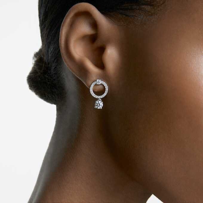 Constella Hoop Earrings Round Cut, White, Rhodium Plated Constella Hoop Earrings Round Cut, White, Rhodium Plated