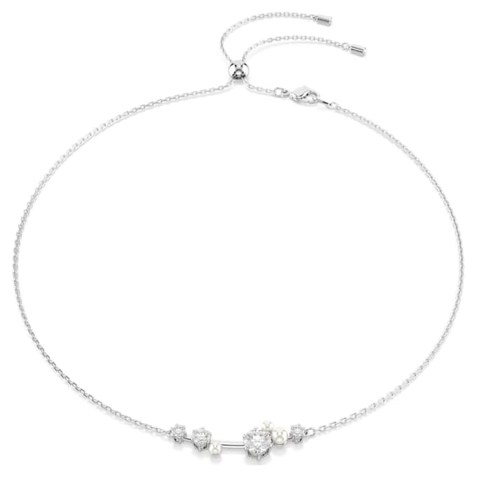 Constella Necklace Crystal Pearl, Round Cuts, White, Rhodium Plated Constella Necklace Crystal Pearl, Round Cuts, White, Rhodium Plated