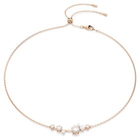 Constella Necklace Crystal Pearl, Round Cuts, White, Rose Gold-Tone Plated