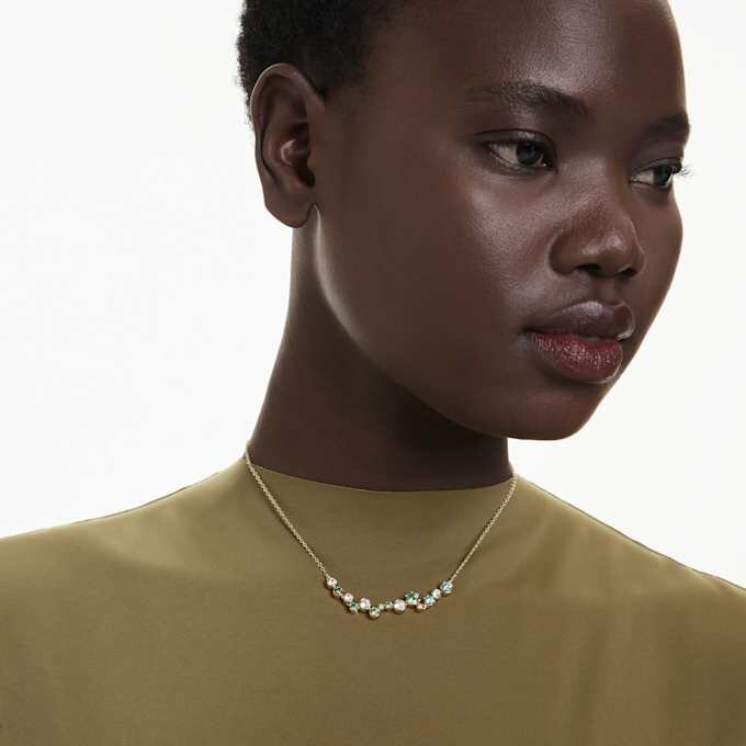 Constella Necklace Mixed Cuts, Green, Gold-Tone Plated Constella Necklace Mixed Cuts, Green, Gold-Tone Plated