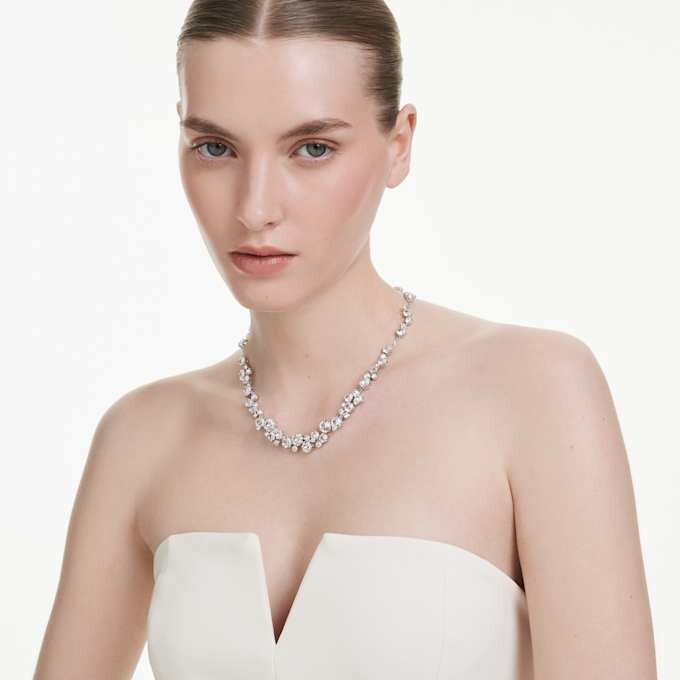 Constella Necklace Round Cut, White, Rhodium Plated Constella Necklace Round Cut, White, Rhodium Plated