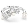 Constella Open Ring Crystal Pearl, Round Cuts, White, Rhodium Plated Constella Open Ring Crystal Pearl, Round Cuts, White, Rhodium Plated