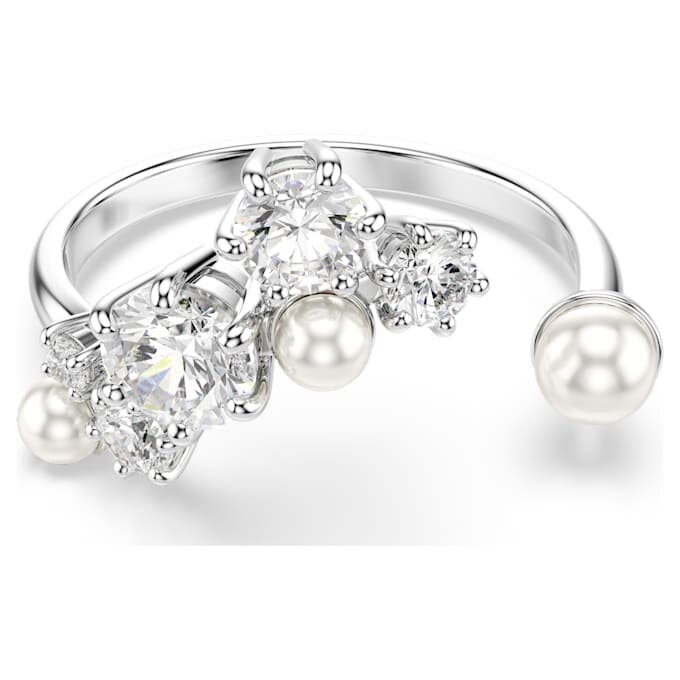 Constella Open Ring Crystal Pearl, Round Cuts, White, Rhodium Plated Constella Open Ring Crystal Pearl, Round Cuts, White, Rhodium Plated