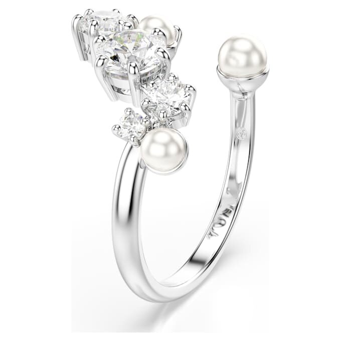 Constella Open Ring Crystal Pearl, Round Cuts, White, Rhodium Plated Constella Open Ring Crystal Pearl, Round Cuts, White, Rhodium Plated
