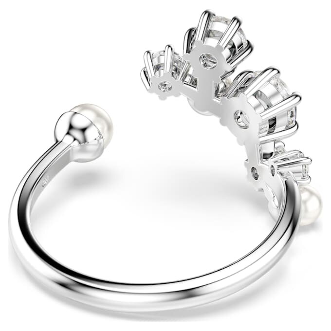 Constella Open Ring Crystal Pearl, Round Cuts, White, Rhodium Plated Constella Open Ring Crystal Pearl, Round Cuts, White, Rhodium Plated