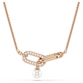Constella Pendant Crystal Pearl, Round Cut, White, Rose Gold-Tone Plated