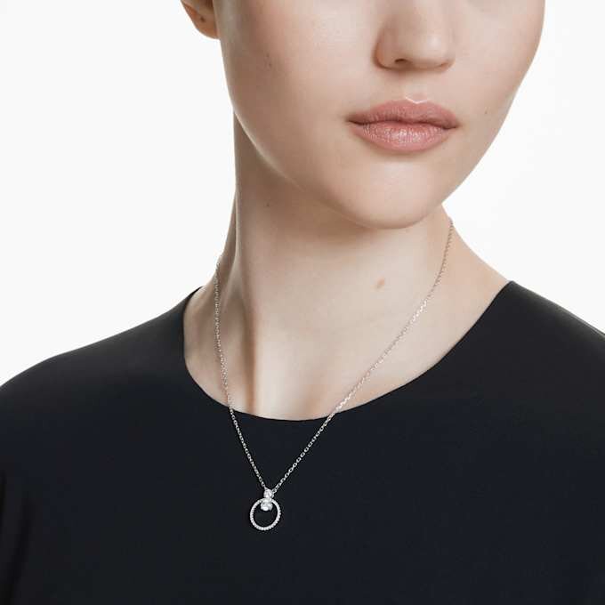 Constella Pendant Pavé, Round Cut, White, Rhodium Plated Constella Pendant Pavé, Round Cut, White, Rhodium Plated