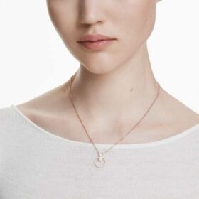 Constella Pendant Pavé, Round Cut, White, Rose Gold-Tone Plated Constella Pendant Pavé, Round Cut, White, Rose Gold-Tone Plated