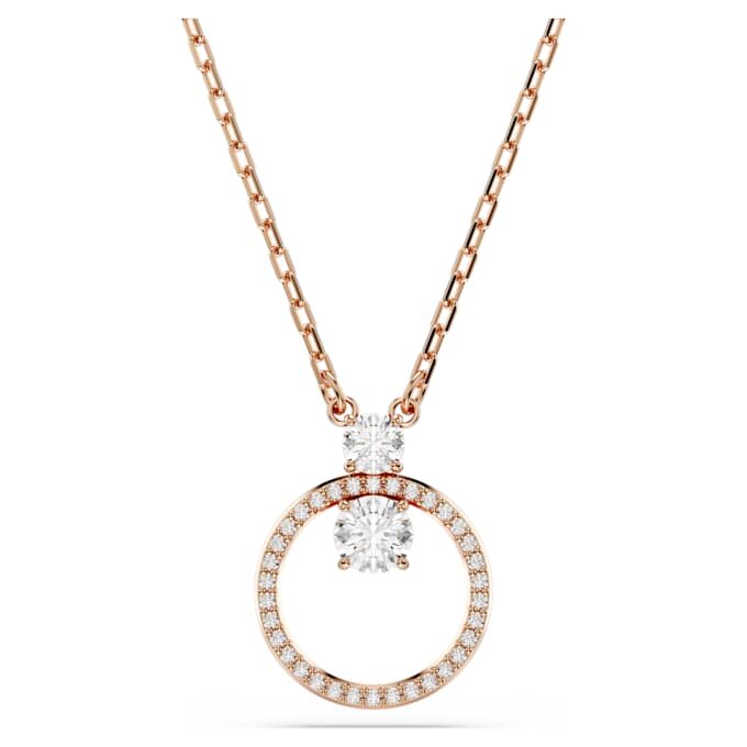 Constella Pendant Pavé, Round Cut, White, Rose Gold-Tone Plated Constella Pendant Pavé, Round Cut, White, Rose Gold-Tone Plated