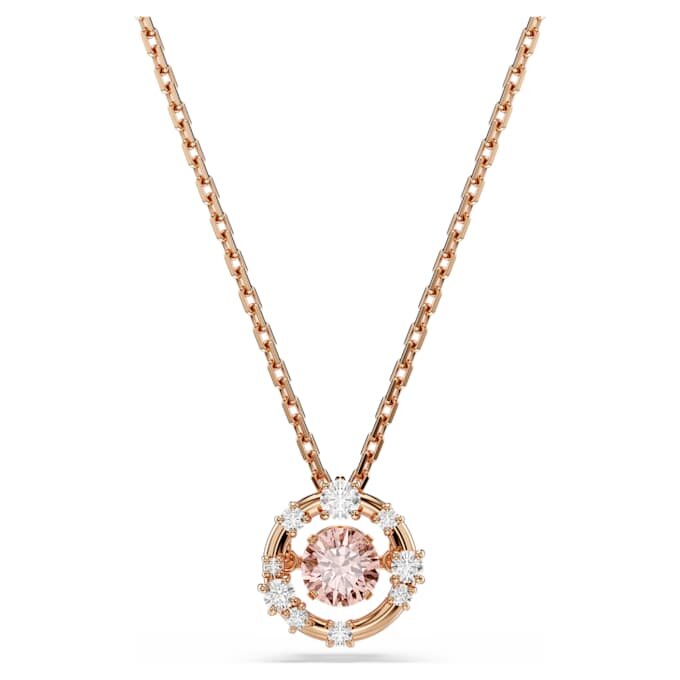 Constella Pendant Round Cut, Dancing Stone, Pink, Rose Gold-Tone Plated Constella Pendant Round Cut, Dancing Stone, Pink, Rose Gold-Tone Plated