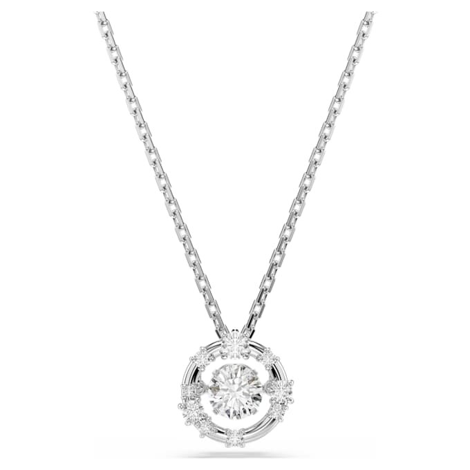 Constella Pendant Round Cut, Dancing Stone, White, Rhodium Plated Constella Pendant Round Cut, Dancing Stone, White, Rhodium Plated