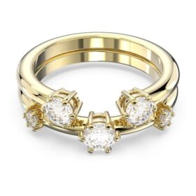 Constella Ring Set (2), Round Cut, White, Gold-Tone Plated