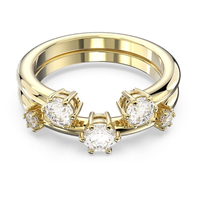 Constella Ring Set (2), Round Cut, White, Gold-Tone Plated Constella Ring Set (2), Round Cut, White, Gold-Tone Plated