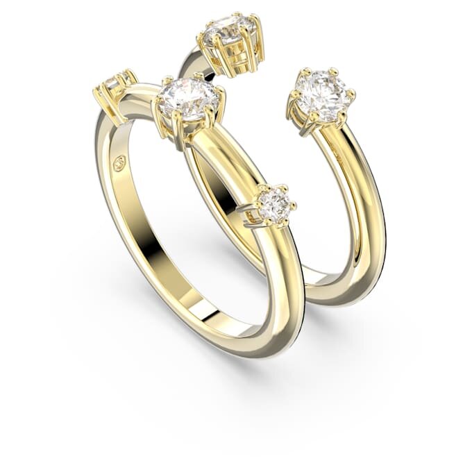 Constella Ring Set (2), Round Cut, White, Gold-Tone Plated Constella Ring Set (2), Round Cut, White, Gold-Tone Plated