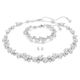 Constella Set Mixed Cuts, White, Rhodium Plated