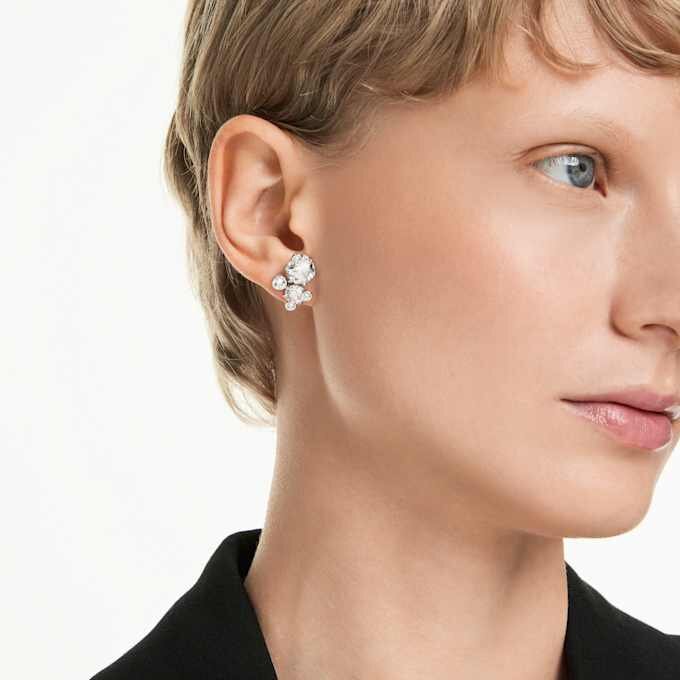 Constella Stud Earrings Round Cut, White, Rhodium Plated Constella Stud Earrings Round Cut, White, Rhodium Plated