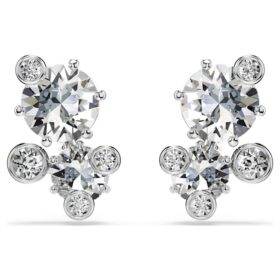 Constella Stud Earrings Round Cut, White, Rhodium Plated