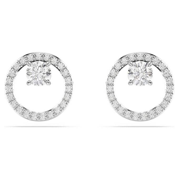 Constella Stud Earrings Round Cut, White, Rhodium Plated Constella Stud Earrings Round Cut, White, Rhodium Plated