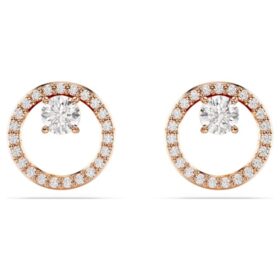 Constella Stud Earrings Round Cut, White, Rose Gold-Tone Plated
