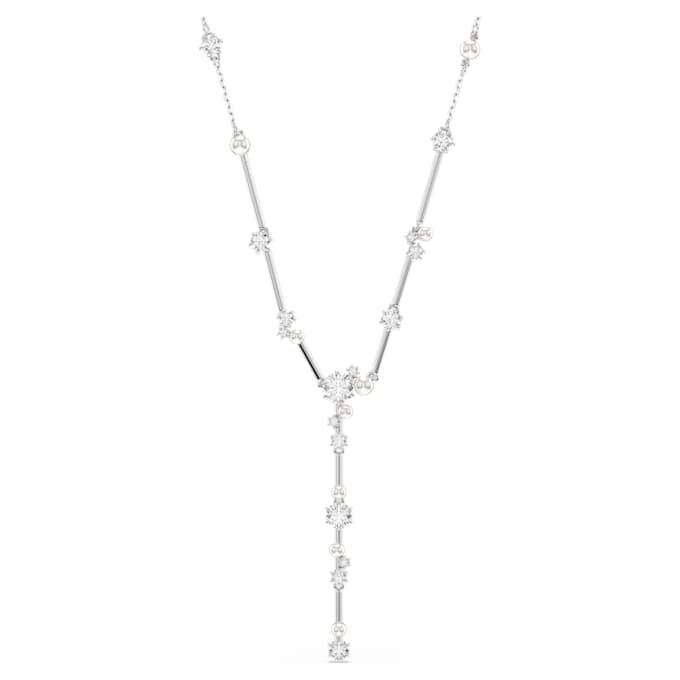 Constella Y Necklace Crystal Pearl, Round Cuts, White, Rhodium Plated Constella Y Necklace Crystal Pearl, Round Cuts, White, Rhodium Plated