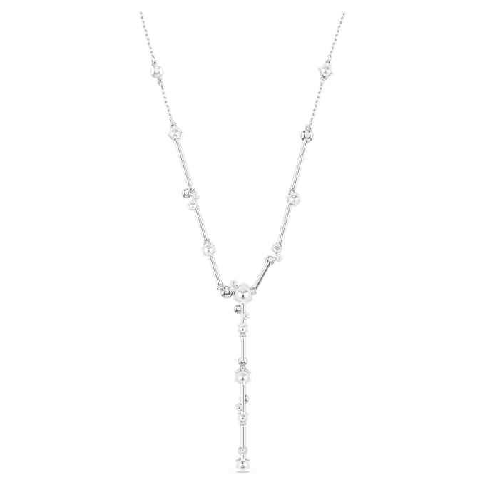 Constella Y Necklace Crystal Pearl, Round Cuts, White, Rhodium Plated Constella Y Necklace Crystal Pearl, Round Cuts, White, Rhodium Plated