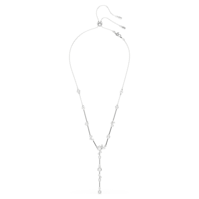 Constella Y Necklace Crystal Pearl, Round Cuts, White, Rhodium Plated Constella Y Necklace Crystal Pearl, Round Cuts, White, Rhodium Plated