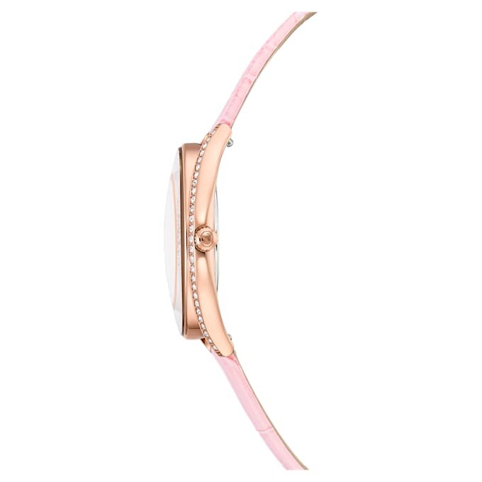 Crystalline Aura Watch Swiss Made, Leather Strap, Pink, Rose Gold-Tone Finish Crystalline Aura Watch Swiss Made, Leather Strap, Pink, Rose Gold-Tone Finish