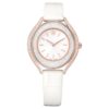 Crystalline Aura Watch Swiss Made, Leather Strap, White, Rose Gold-Tone Finish Crystalline Aura Watch Swiss Made, Leather Strap, White, Rose Gold-Tone Finish
